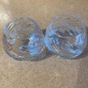 Vintage pair of NWT clear 24 % lead crystal hand cut Poland candle holders